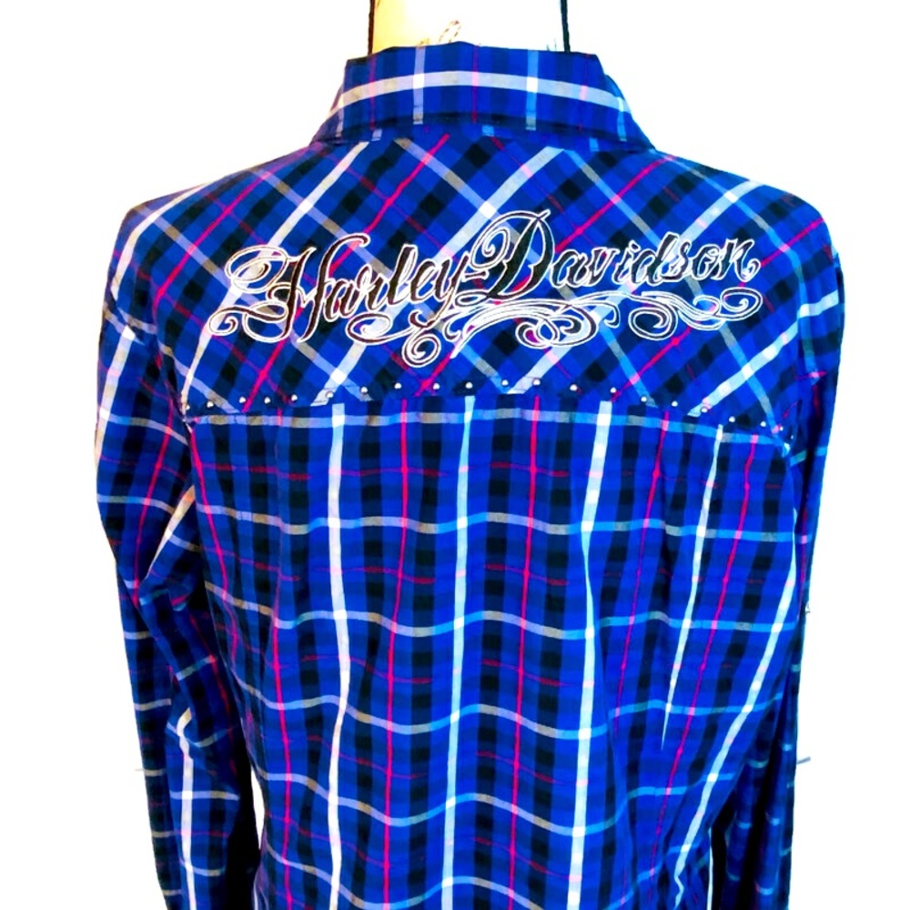 COPY - Y2k Harley Davidson plaid button-up